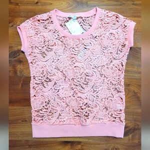 Boston Proper Lace Top XXS NWT Coral "Creamsicle"